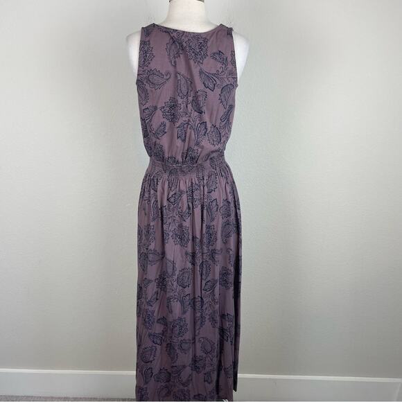 Garnet Hill Plum Navy Paisley Floral Knit Maxi Dress Small - Picture 5 of 8